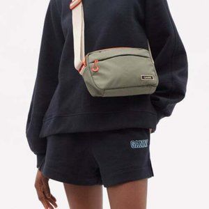 GANNI Isoli Puff-Sleeve Sweatshirt in Navy Blue